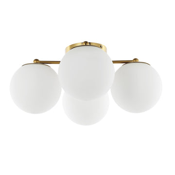 Orly 18" Bohemian Farmhouse Iron/Frosted Glass LED Semi Flush Mount - JONATHAN Y